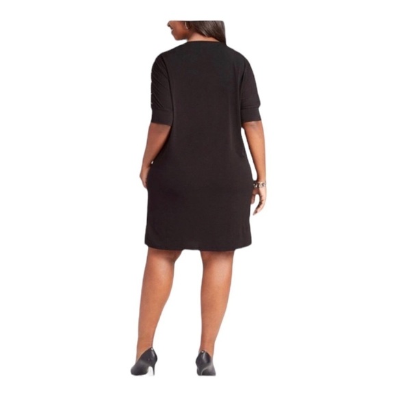 NEW Michael Kors Plus Black Mini Dress Tunic Dolman Elbow Sleeve Lace Up Size 0X - Picture 3 of 8